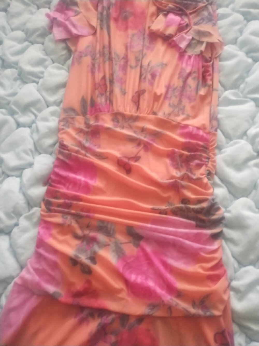 Asymmetrical ruched waist floral maxi dress - Picture 4 of 4